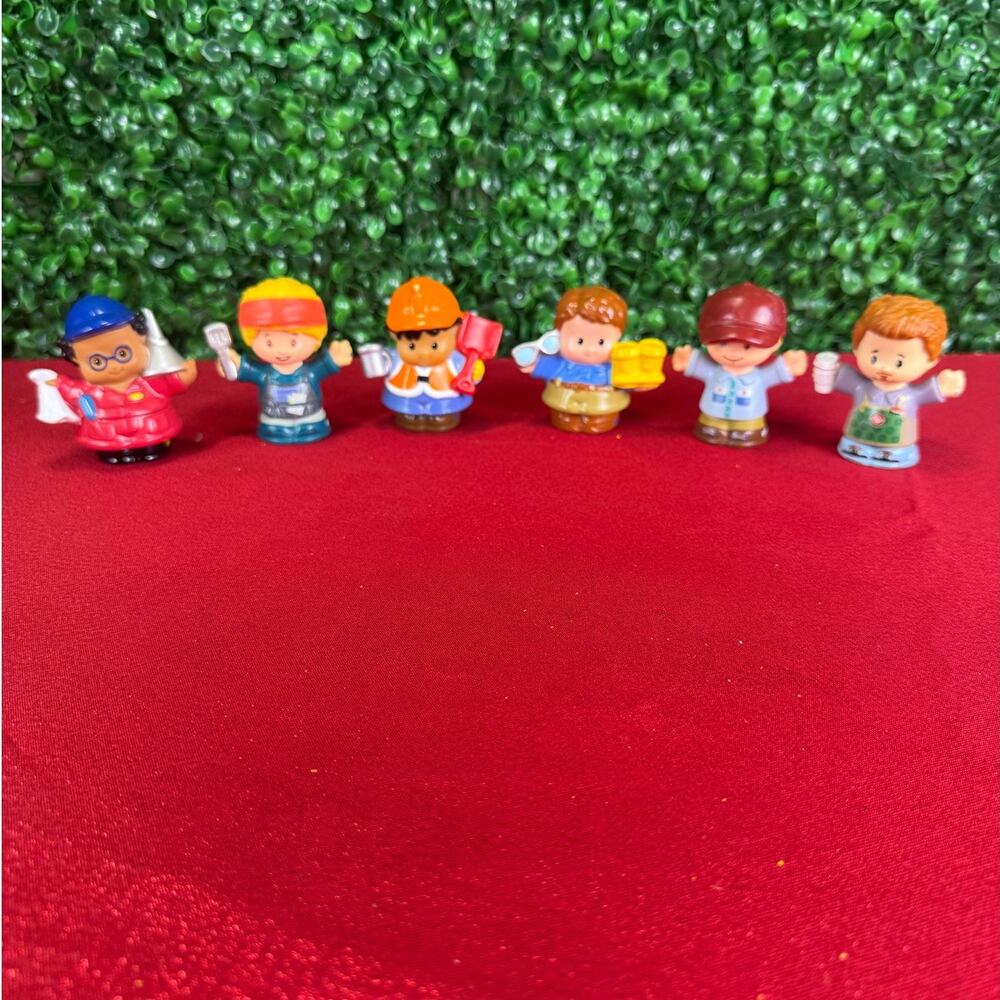 Fisher-Price Little People Lot 6 Figure Mechanic Chef Farmer Barista Dad Builder
